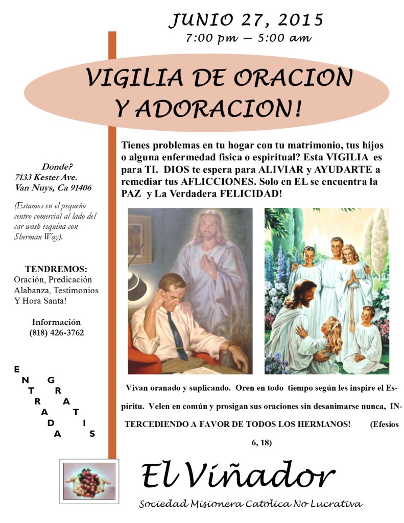 Flyer Vigilia de Oracion y Adoracion 2015